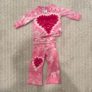 Groovy Blueberry pink Heart Tie-dye  matching set long sleeve and leggings - 6 m